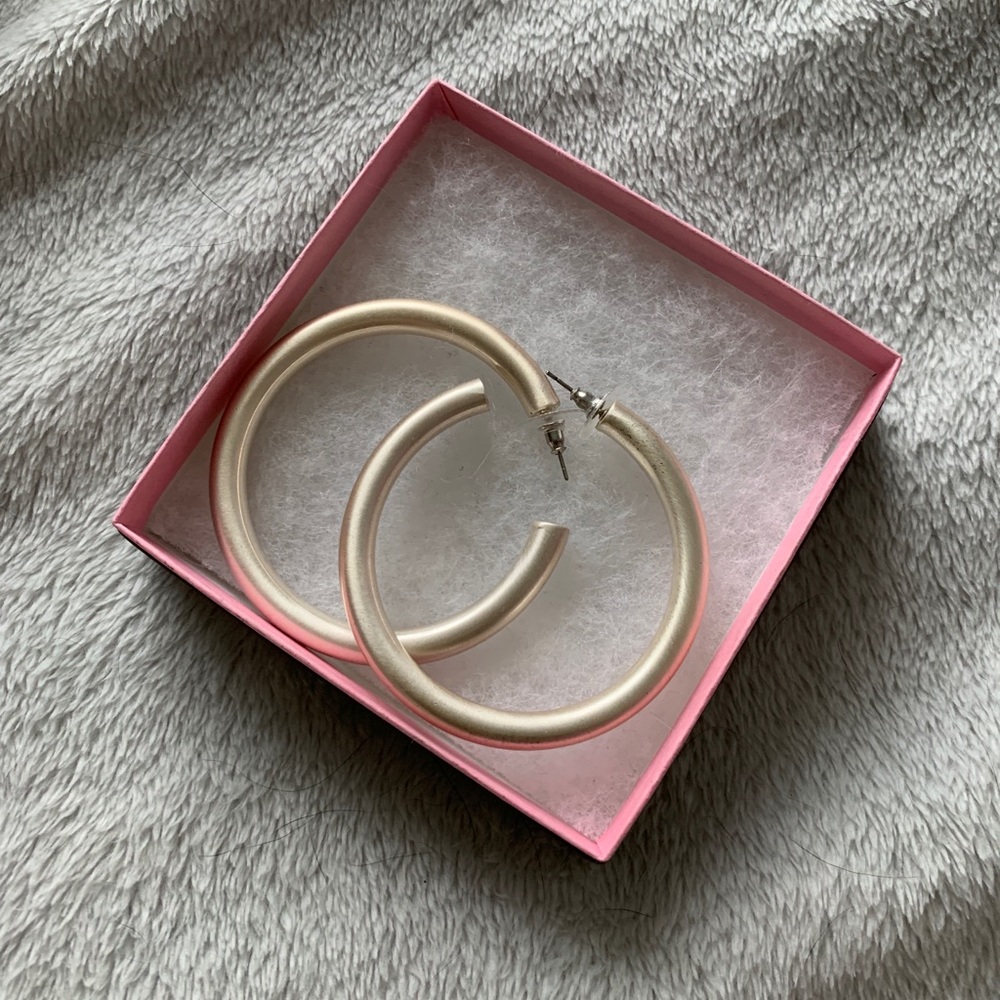Brushed Silver Hoop Earrings